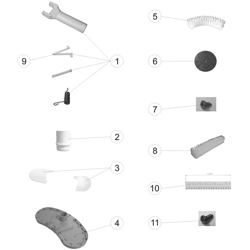 Pièces détachées Balai manuel oval clip avec brosses latérales (ASTRALPOOL)