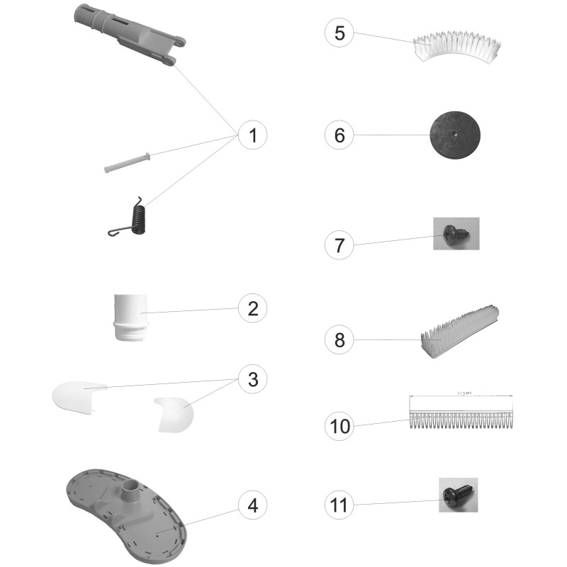 Pièces détachées Balai manuel oval écrous papillon avec brosses latérales (ASTRALPOOL)