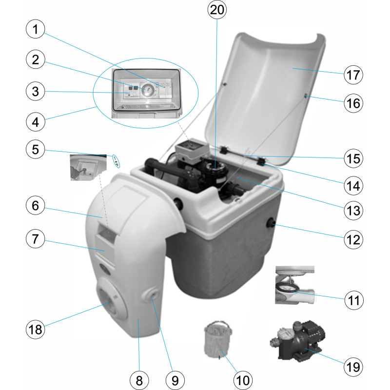 Pièces détachées Bloc filtrant MINI-COMBO avec projecteur (ASTRALPOOL)