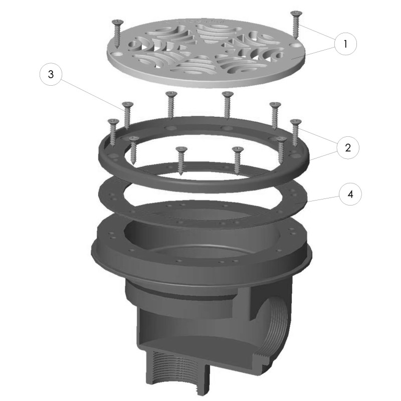 Pièces détachées Bonde de fond 2" piscine PRÉFABRIQUÉ (CERTIKIN, SNTE)