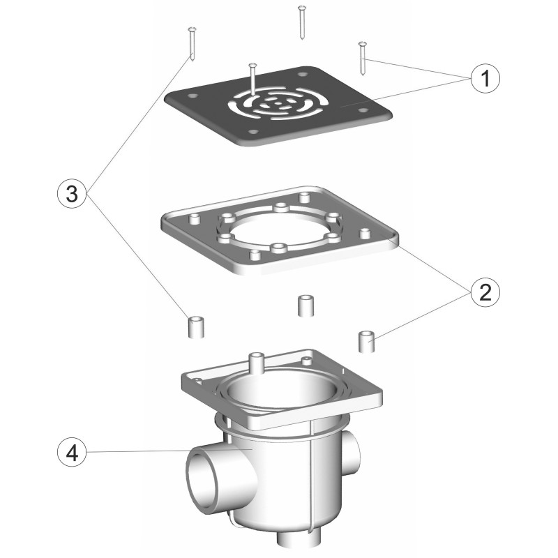 Pièces détachées Bonde de fond avec grille en inox BETON (ASTRALPOOL)