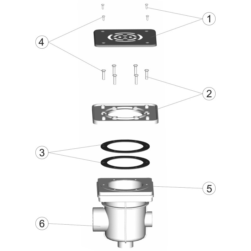 Pièces détachées Bonde de fond avec grille en inox LINER (ASTRALPOOL)