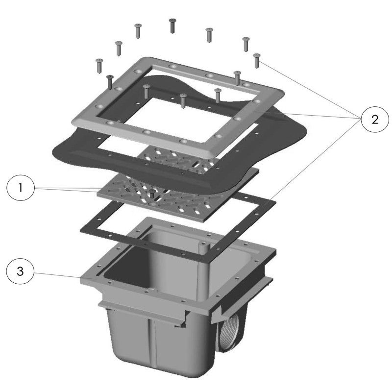 Pièces détachées Bonde de fond carrée 210x210 LINER (ASTRALPOOL)