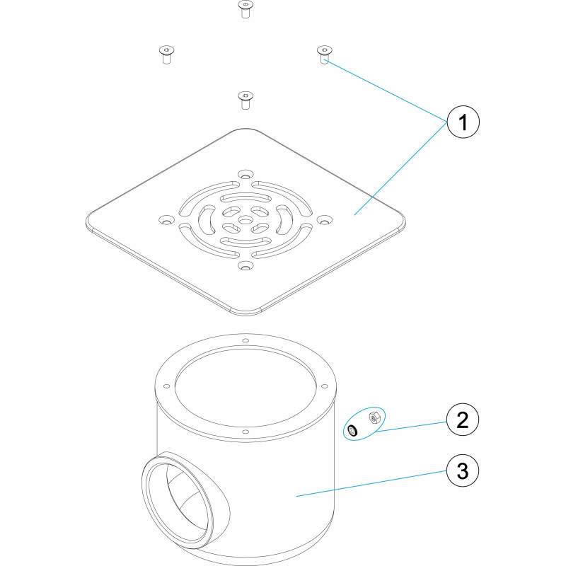 Pièces détachées Bonde de fond carrée inox (ASTRALPOOL)