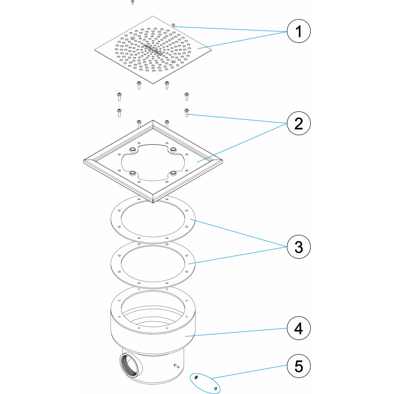 Pièces détachées Bonde de fond carré plate 2" LINER (ASTRALPOOL)