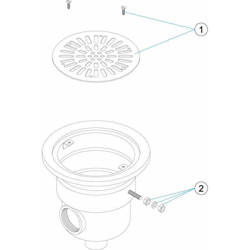 Pièces détachées Bonde de fond inox avec prise de terre BETON (ASTRALPOOL)