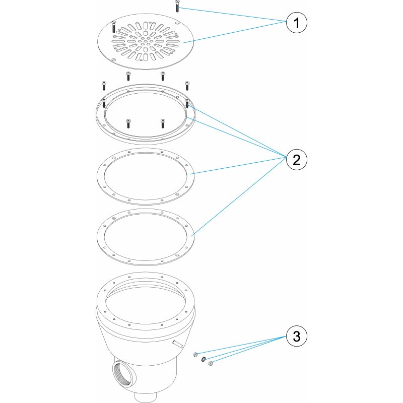 Pièces détachées Bonde de fond inox avec prise de terre LINER (ASTRALPOOL)