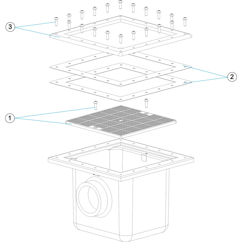 Pièces détachées Bonde de fond PRÉFABRIQUÉ grille grande (ASTRALPOOL, CERTIKIN)