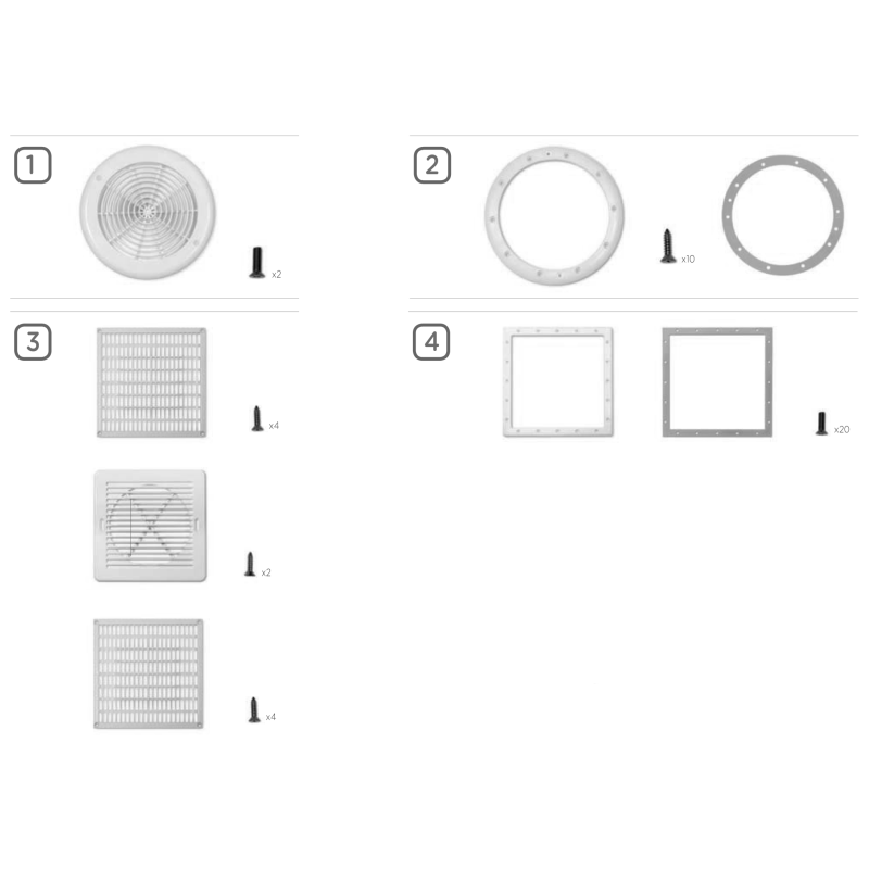 Pièces détachées Bonde de fond ronde et carrée (AQUA)