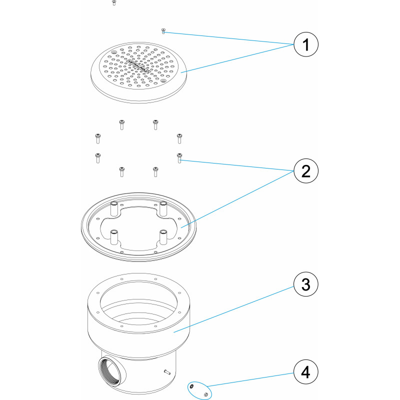 Pièces détachées Bonde de fond STYLE anti-vortex ronde BETON (ASTRALPOOL)