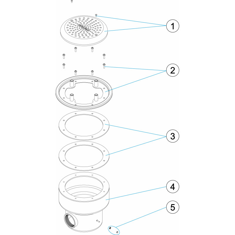 Pièces détachées Bonde de fond STYLE anti-vortex ronde LINER (ASTRALPOOL)