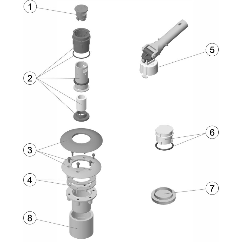 Pièces détachées Buse NET'N'CLEAN LINER Ø63 avec inserts (ASTRALPOOL)