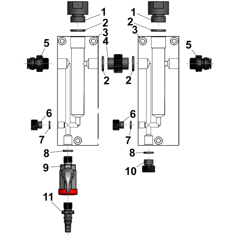 Pièces détachées Chambre de mesure modulaire PMMA/PVC (SYCLOPE)