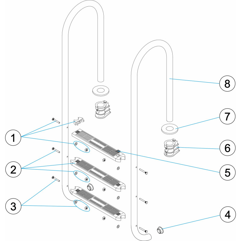 Pièces détachées Échelle droite 3-4-5 marches INOX aisi-304 (ASTRALPOOL)
