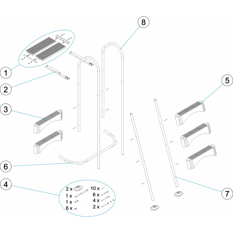Pièces détachées Échelle hors-sol DOLCE VITA (LAGHETTO, ASTRALPOOL)