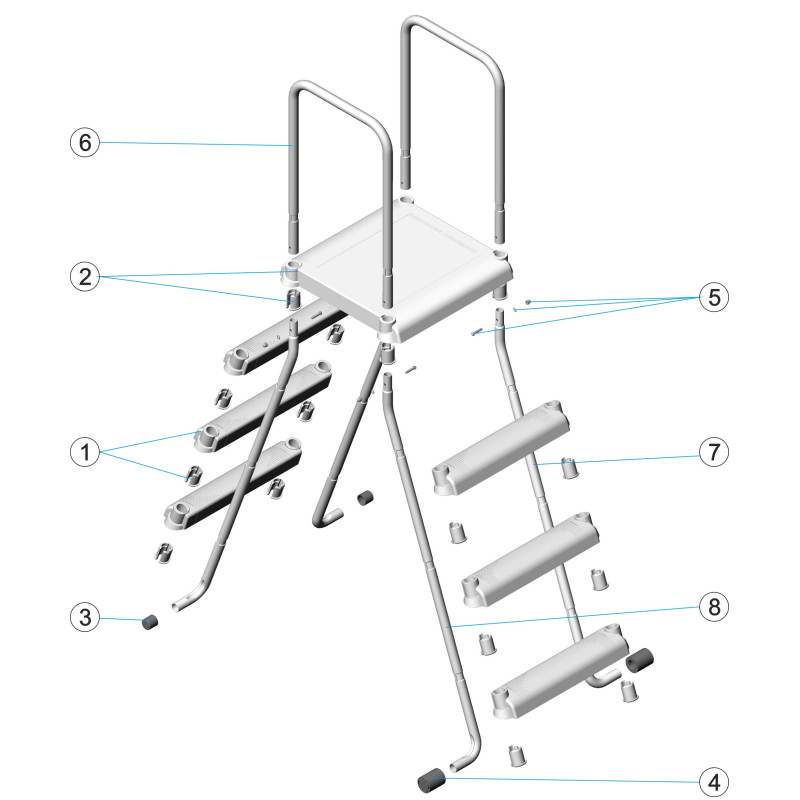 Pièces détachées Échelle piscine hors-sol 2x3 et 2x4 marches avec plateforme (ASTRALPOOL)