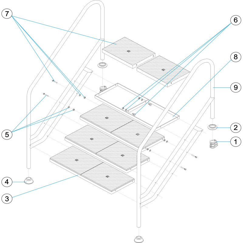 Pièces détachées Échelle piscine publique largeur 970 mm (ASTRALPOOL)