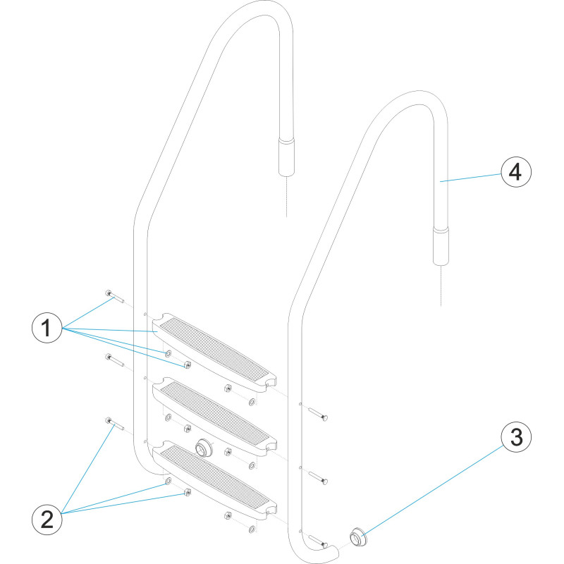 Pièces détachées Échelle standard 2-3-4-5 marches plastique USA (ASTRALPOOL)