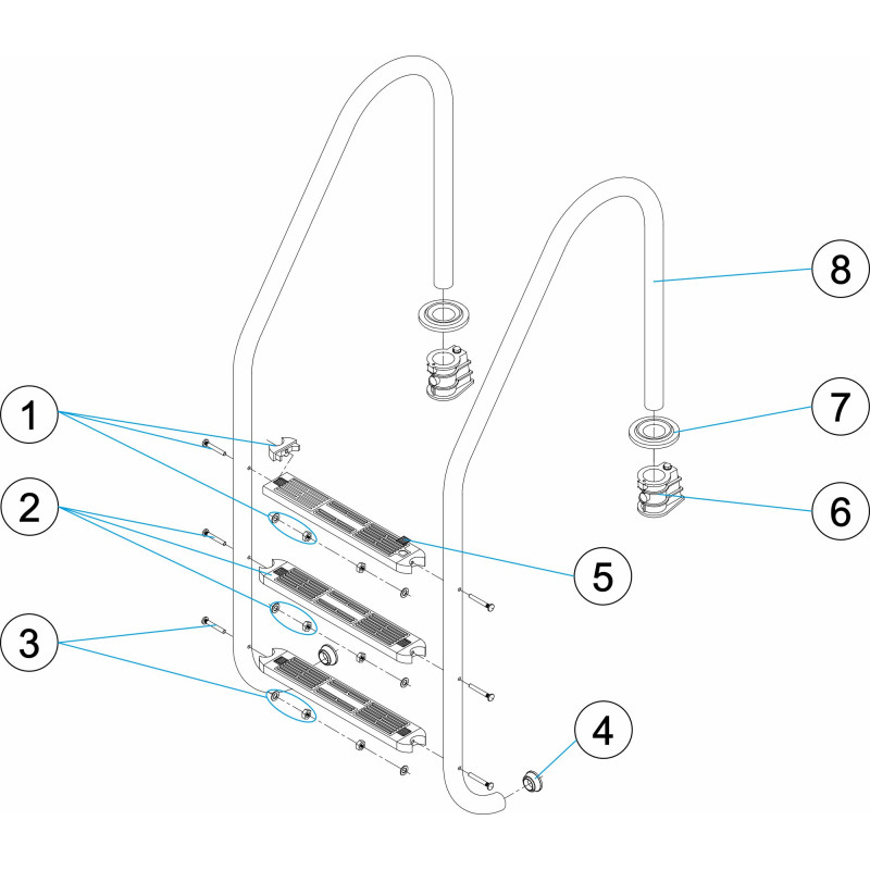 Pièces détachées Échelle standard basic 2-3-4-5 marches aisi-304 (ASTRALPOOL, CERTIKIN)