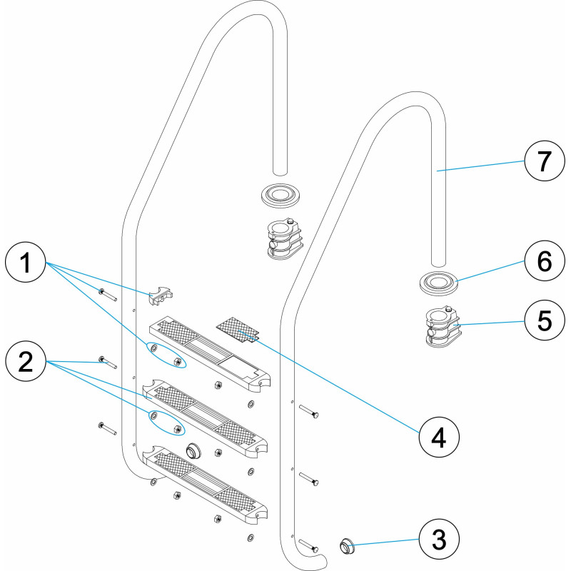 Pièces détachées Échelle standard haute résistance 3-4 marches (ASTRALPOOL)