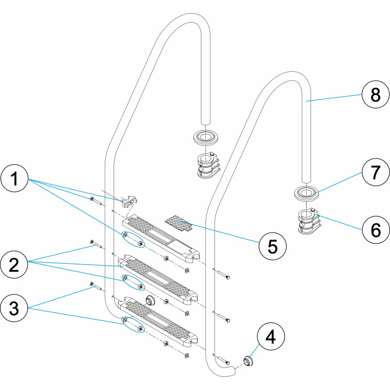 Pièces détachées Échelle standard plus 2-3-4-5 marches aisi-316 (ASTRALPOOL, LAGHETTO)