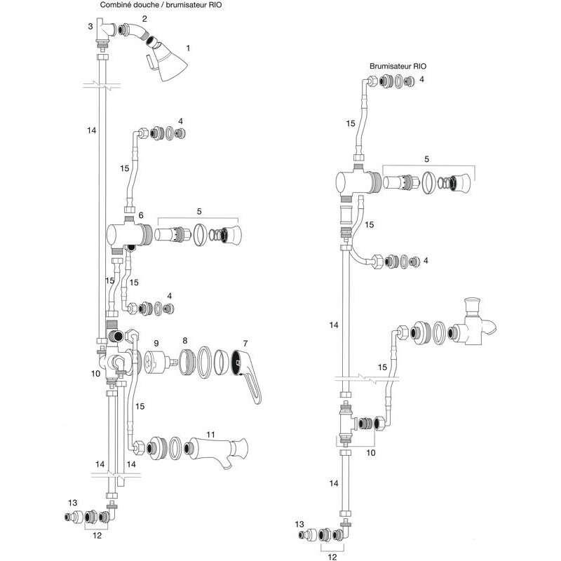 Pièces détachées Combiné Douche-Brumisateur RIO (STERILOR)