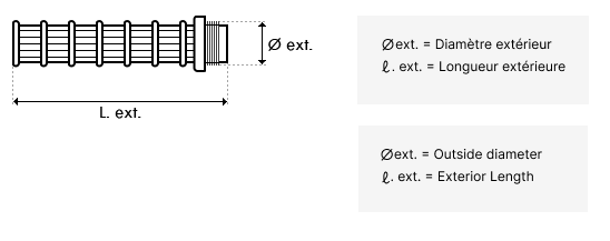 Dimensions pour Crépines filetées pour FSAB S210T (x10) (HAYWARD)