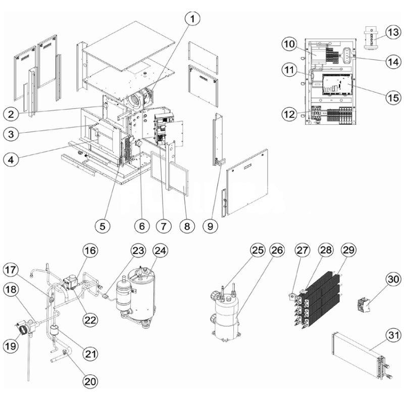 Pièces détachées Déshumidificateur DF2 encastré titane (ZODIAC, ASTRALPOOL)