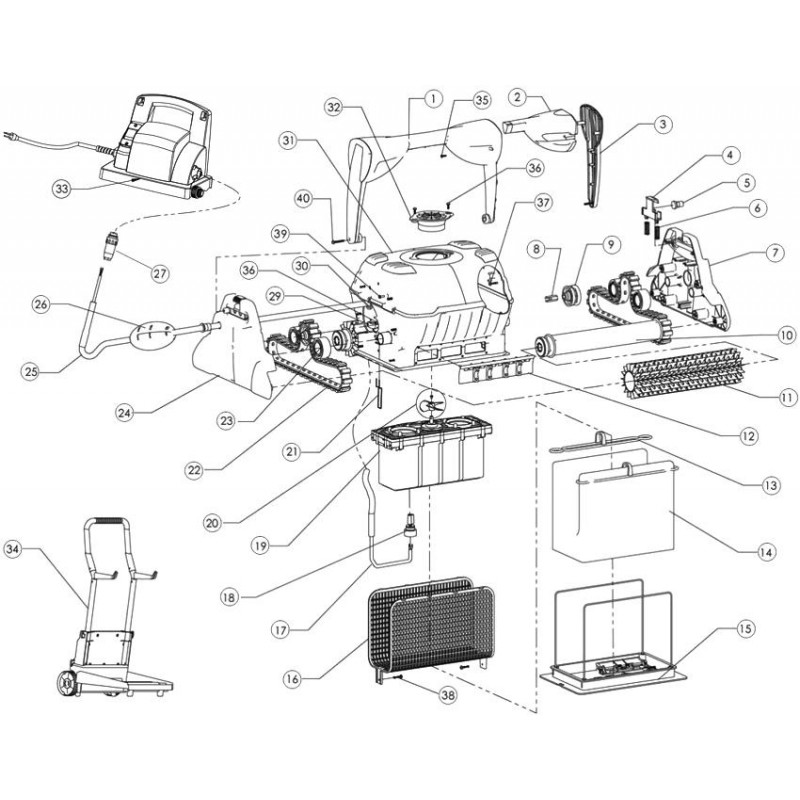 Pièces détachées pour robots Dolphin SUPERKLEEN. TIBERIUS. DEXTON CLASS. SPRITE C