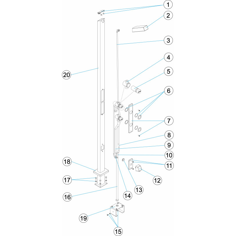 Pièces détachées Douche 1 pommeau 2 bouton temporisé et 1 lave-pieds (ASTRALPOOL)