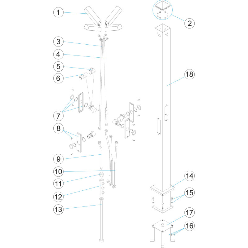 Pièces détachées Douche 4 pommeau 4 bouton temporisé (ASTRALPOOL)