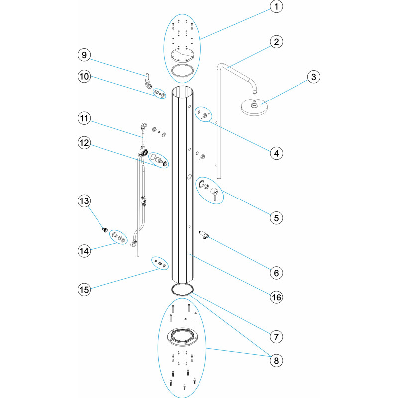 Pièces détachées Douche solaire chrome (ASTRALPOOL)