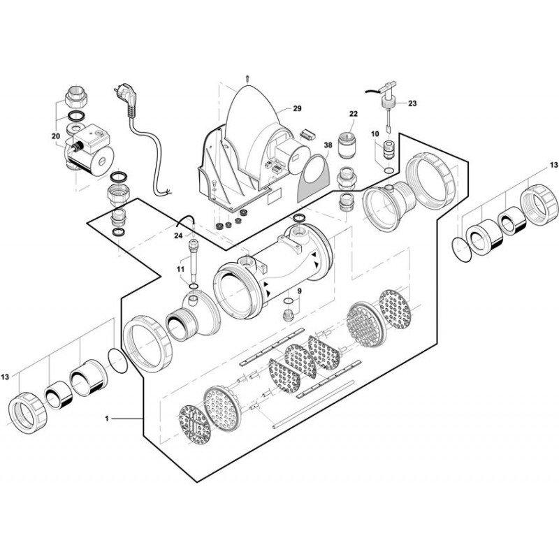 Pièces détachées pour Echangeur de chaleur Zodiac HEAT LINE (Plus). EC-K et EC-C