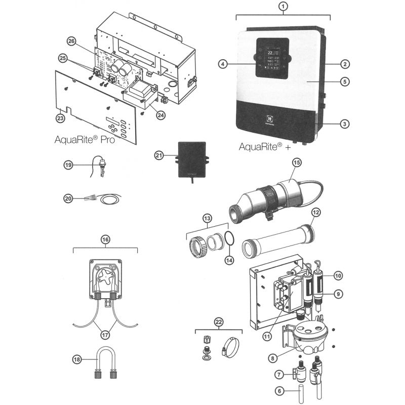 Pièces détachées Electrolyseur AQUARITE Pro, AQUARITE + (HAYWARD)