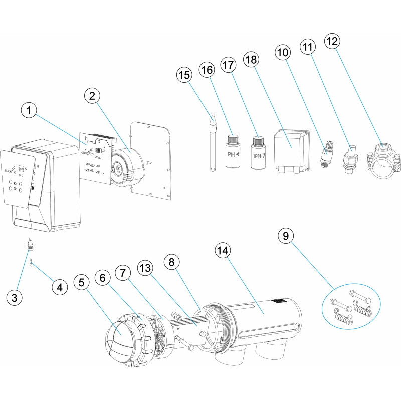 Pièces détachées Electrolyseur duo E-NEXT pH (ASTRALPOOL, IDEGIS)