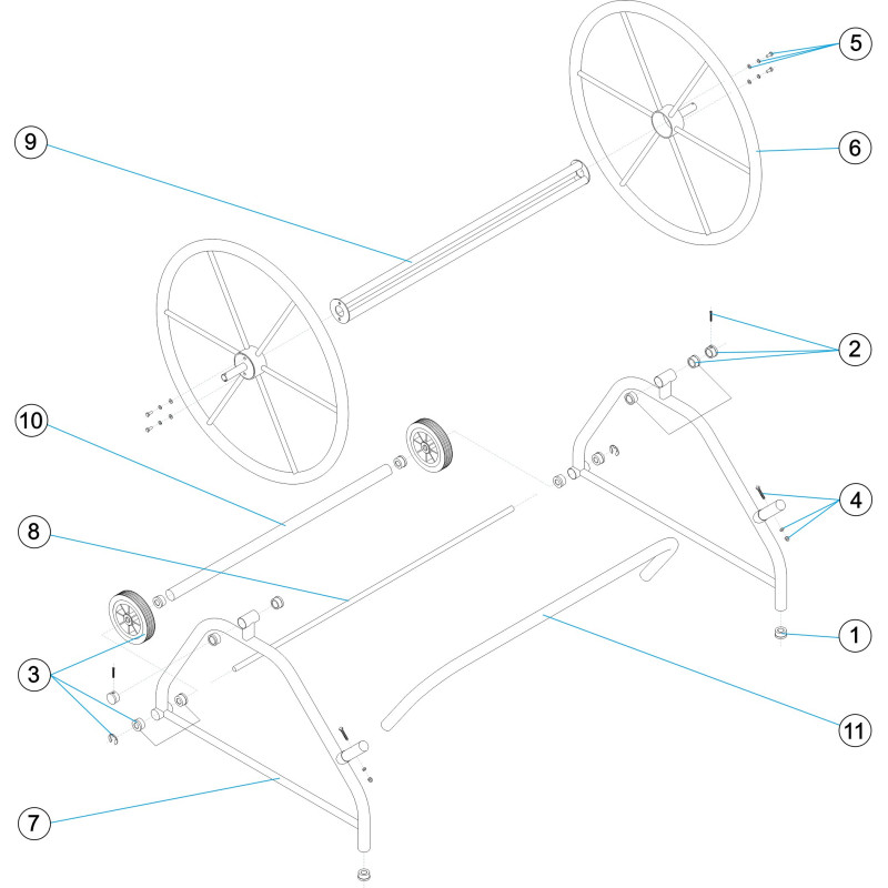 Pièces détachées Enrouleur de lignes de nage largeur 1,2 et 1,8 m avec volant (ASTRALPOOL)