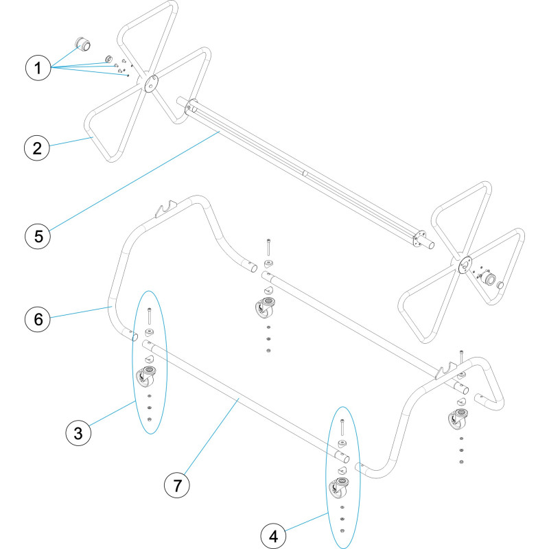 Pièces détachées Enrouleur de lignes de nage largeur 1,2 et 1,8 m sans volant (CERTIKIN, ASTRALPOOL)