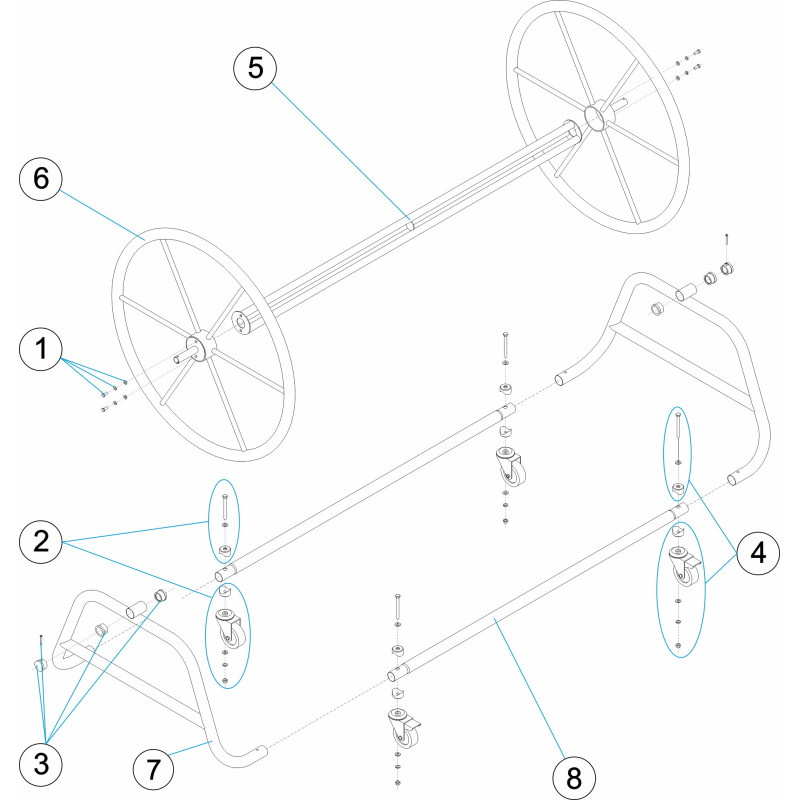 Pièces détachées Enrouleur de lignes mobile largeur 1,2 - 1,8 m (ASTRALPOOL)