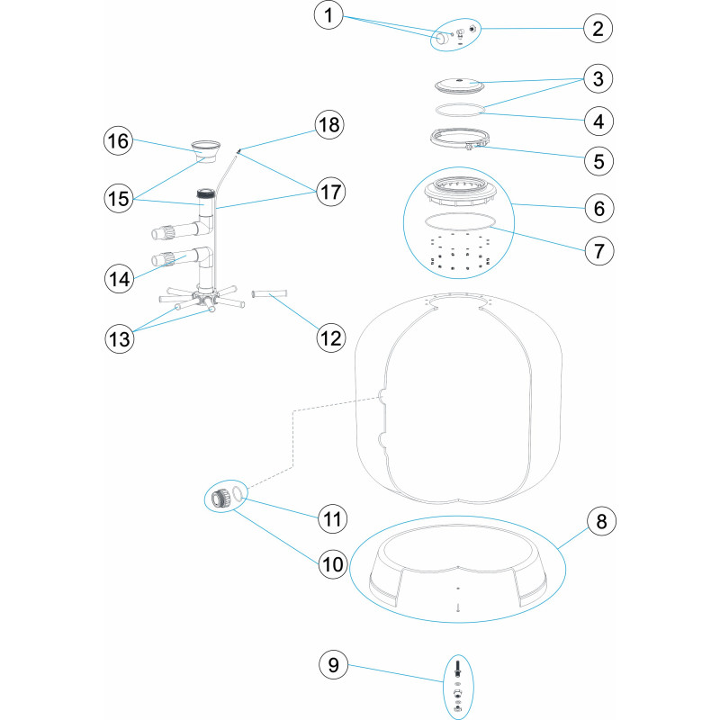 Pièces détachées Filtre AQUA TZ (ASTRALPOOL)