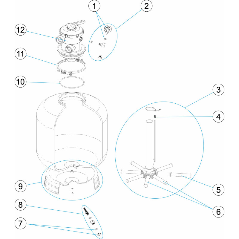 Pièces détachées Filtre BWT2 400-900 (ASTRALPOOL)