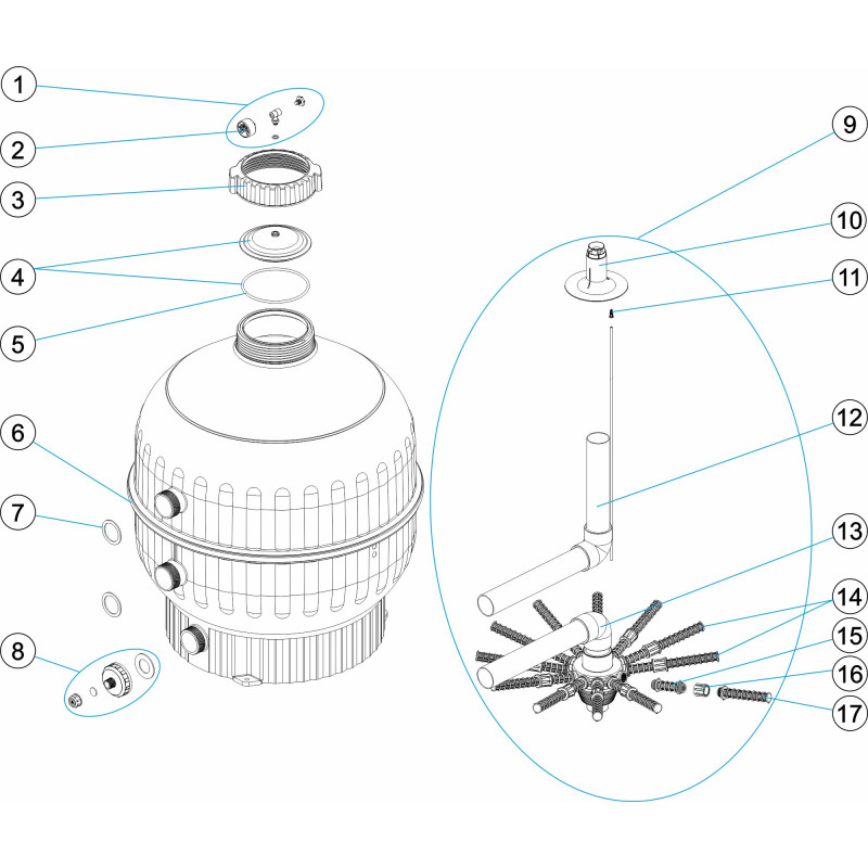 Pièces détachées Filtre CANTABRIC 750 (ASTRALPOOL)