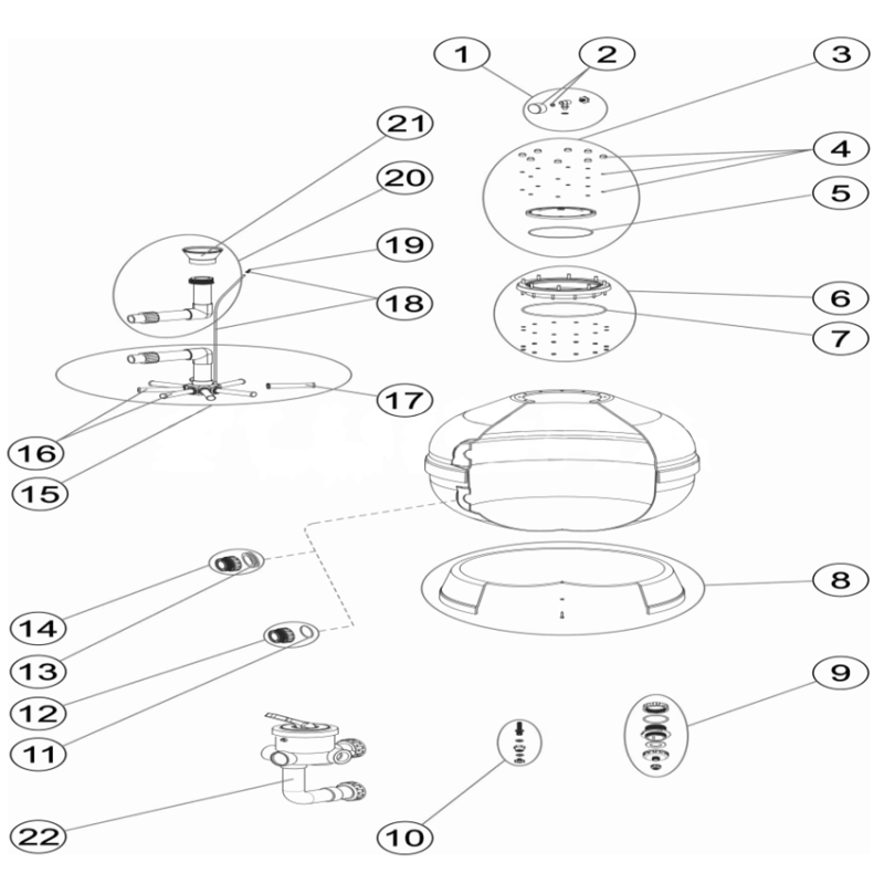 Pièces détachées Filtre CARAÏBES T/C/LT (ASTRALPOOL, CEPEX)