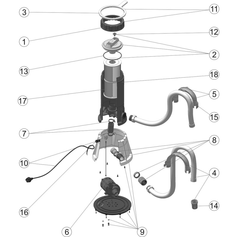 Pièces détachées Filtre à cartouche avec pompe 500L (DARLLY, ASTRALPOOL)