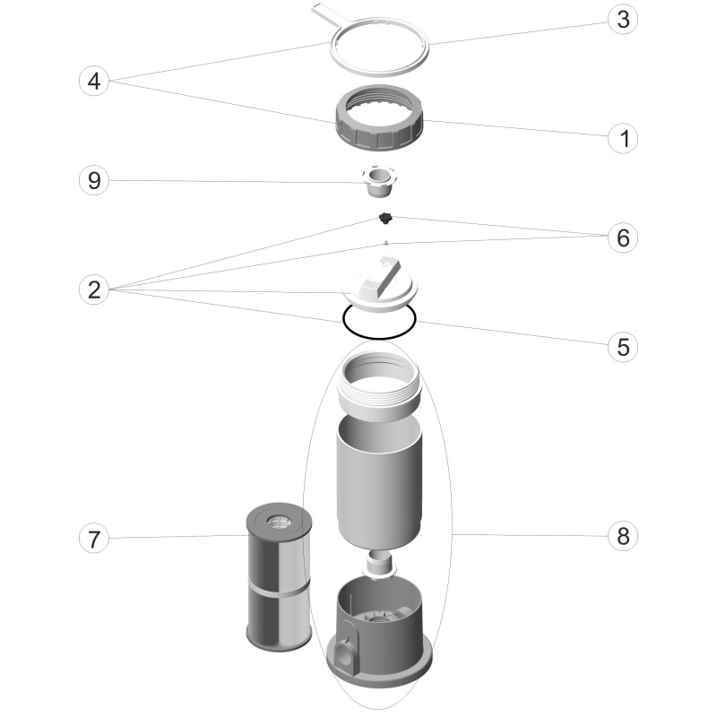 Pièces détachées Filtre à cartouche de spas 5000l/h et 10000 l/h (DARLLY, ASTRALPOOL)