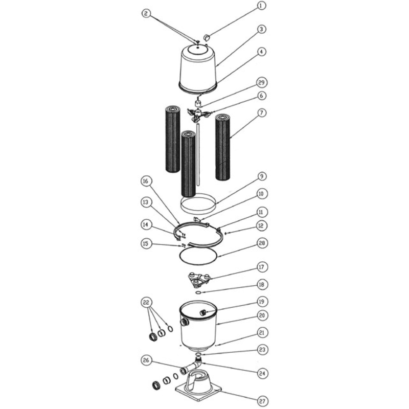 Pièces détachées Filtre à cartouche FULFLO (DARLLY, WATERCO, LACRON)