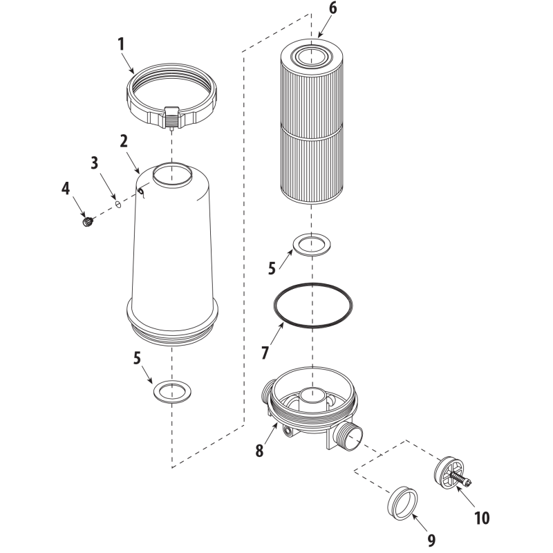 Pièces détachées Filtre à cartouche IN-LINE 1"1/2 (DARLLY, WATERWAY)