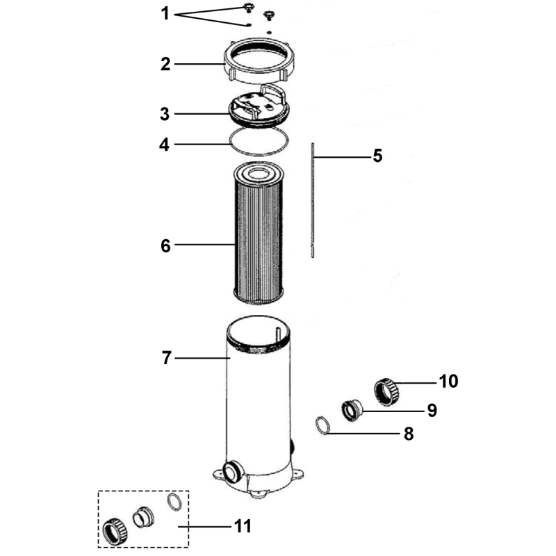 Pièces détachées Filtre à cartouche TRIMLINE (DARLLY, LACRON, WATERCO)