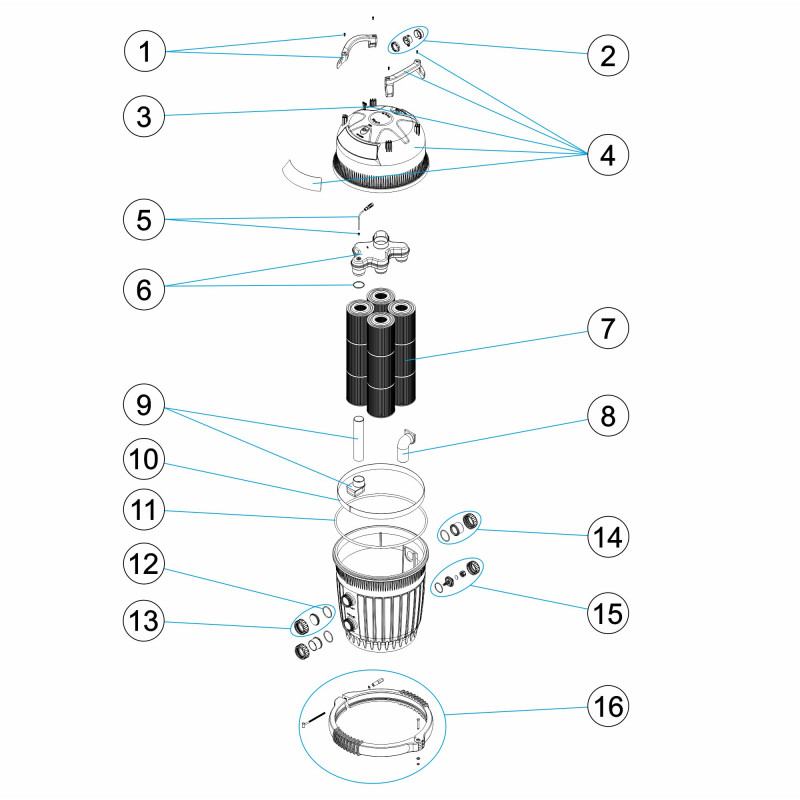 Pièces détachées Filtre à cartouche VIRON QL420, QL540 (DARLLY, ASTRALPOOL)