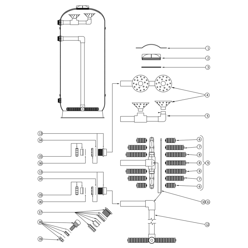 Pièces détachées Filtre DBF-30 (LACRON, WATERCO)