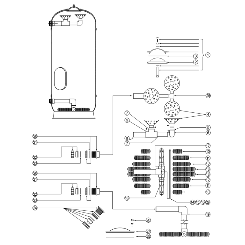 Pièces détachées Filtre DBF-36 (LACRON, WATERCO)